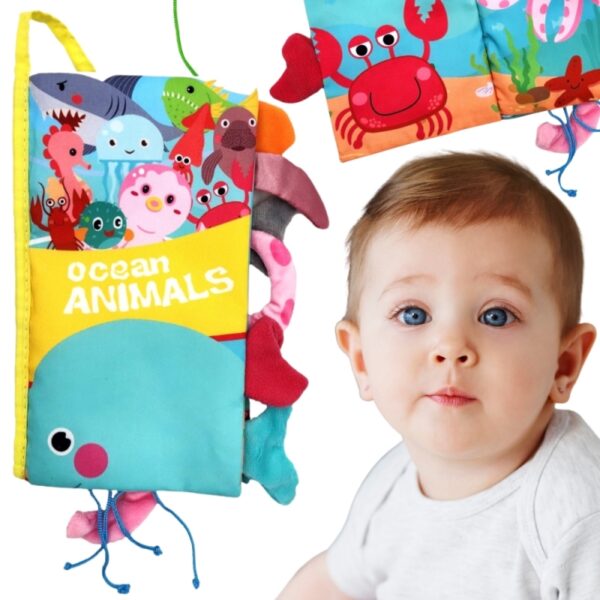 2511202569259989f0be4.jpeg WOOPIE BABY Książeczka z Ogonkami Zwierząt Morskich Materiałowa