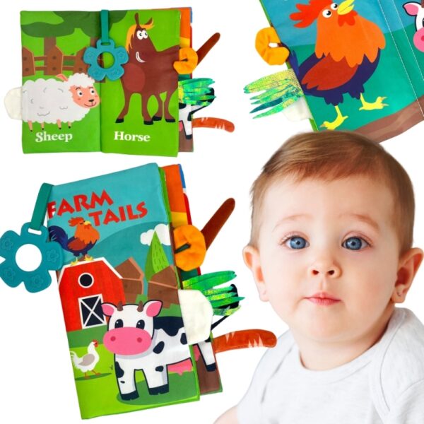 25112025692599b965825.jpeg WOOPIE BABY Książeczka z Ogonkami Zwierząt Materiałowa