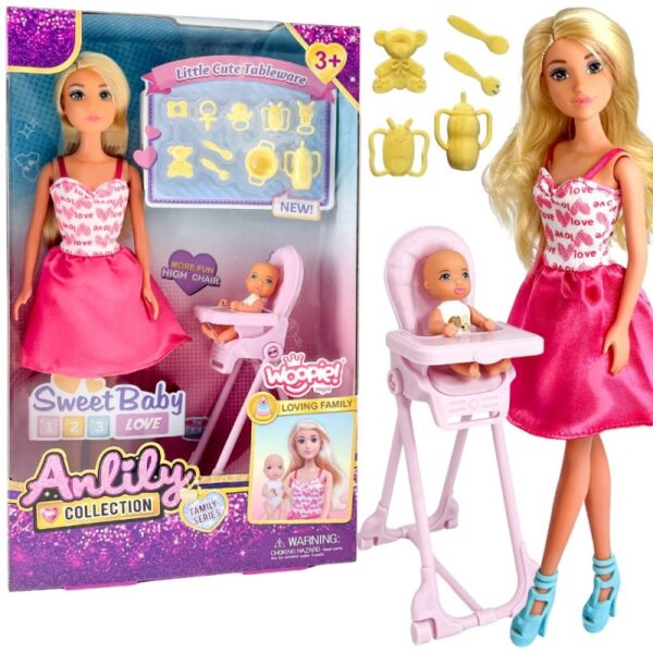 2511202569259c544b978.jpeg WOOPIE ROYAL Lalka Lily Bobas Krzesełko do Karmienia Zestaw Akcesoria