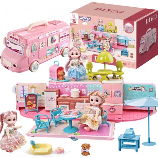 2511202569259cc1d793c.jpeg WOOPIE Kamper 2w1 Domek XXL Zestaw dla Lalek