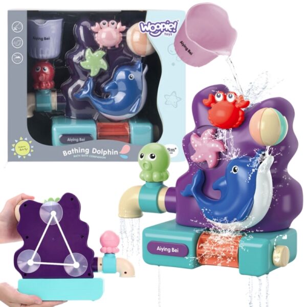 2511202569259d7adf063.jpeg WOOPIE BABY Zabawka do Kąpieli Kranik Fontanna Przelewowa Wodospad Delfinek