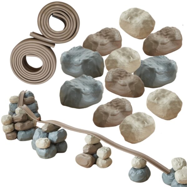 MASTERKIDZ Elastyczny Tor Kulkowy + Gumowe Kamienie Konstrukcyjne 42 el.