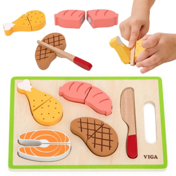2511202569259f64e230c.jpeg VIGA Zestaw do Krojenia Mięsa – Realistyczna Zabawa w Kuchnię