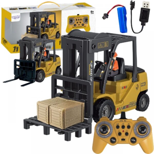 251120256925a1040c653.jpeg WOOPIE Zdalnie Sterowany Wózek Widłowy 2w1 Dźwig RC - Skala 1:24