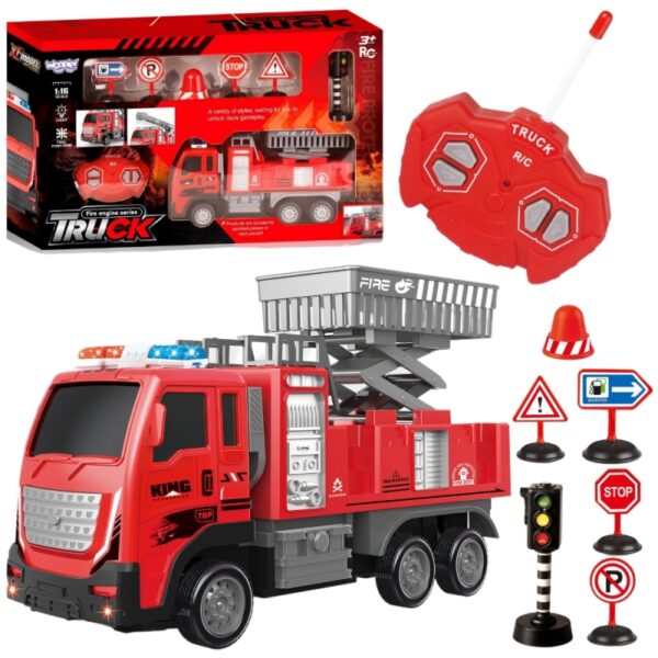 251120256925a13051c10.jpeg WOOPIE Zdalnie Sterowany Wóz Strażacki Podnośnik