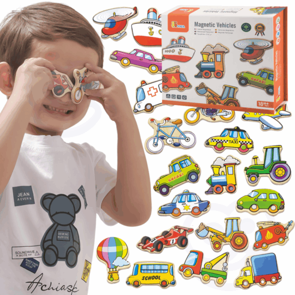 251120256925a48241897.png VIGA Drewniane magnesy pojazdy zestaw