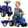 251120256925a7d6c08c5.png FALK Traktorek Baby New Holland Niebieski z Przyczepką + akc. od 1 roku