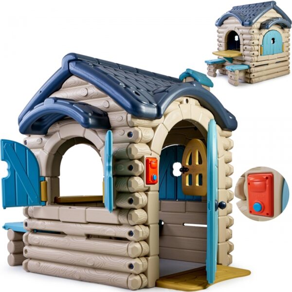 251120256925aa9e91e6c.jpeg FEBER Duży Domek Ogrodowy Casual z Wysuwaną Ławeczką Chatka z Belek