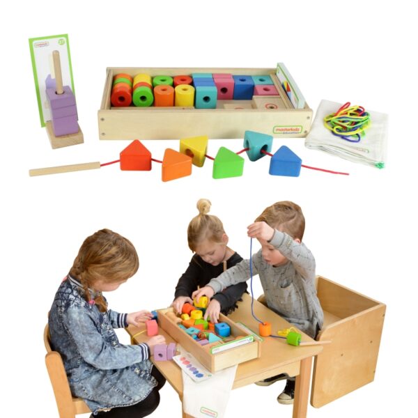 251120256925ad6159cc5.jpeg MASTERKIDZ Duża Drewniana Nawlekanka Sznurowanka Montessori