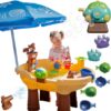WOOPIE Stolik Wodny 2w1 Piaskownica Statek Piracki z Parasolem XL z Maszyna do Robienia Baniek Mydlanych