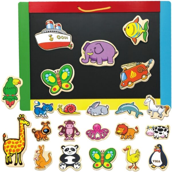 251120256925b77762f6a.jpeg VIGA Drewniane Magnesy Zwierzęta zestaw 20 elementów