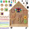 251120256925b7780adcb.jpeg MASTERKIDZ Drewniana Tablica STEM Wolnostojąca XXL w Kształcie Domu + Akcesoria