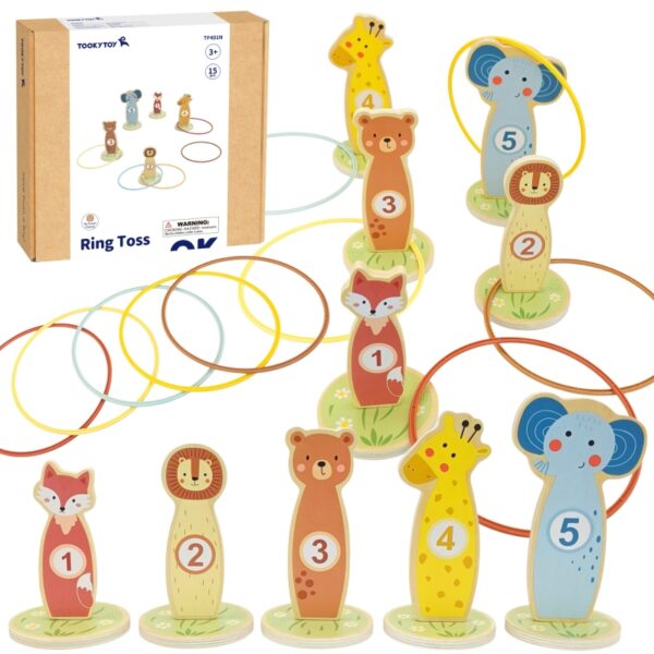251120256925b803be5da.jpeg TOOKY TOY Rzut do Celu Drewniana Gra Zręcznościowa Obręcze 15 el.