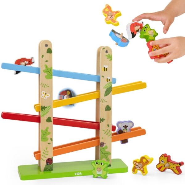 251120256925b97146d54.jpeg VIGA Drewniana Zjeżdżalnia dla Zwierzątek Dżungla 7 el.