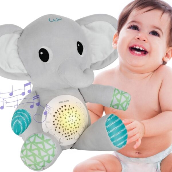 27112025692823b81b927.jpeg WOOPIE BABY Przytulanka Słonik Z Projektorem Uspokajacz 12 Melodii