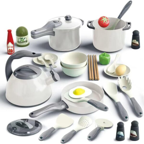 11122025693b0317708d3.jpeg WOOPIE Zestaw Małego Kucharza Garnki Patelnia Czajnik Biały 32el.