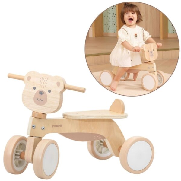 02012026695711fc7ba2e.jpeg VIGA PolarB Drewniany Jeździk Miś Brunatny Miękkie Koła