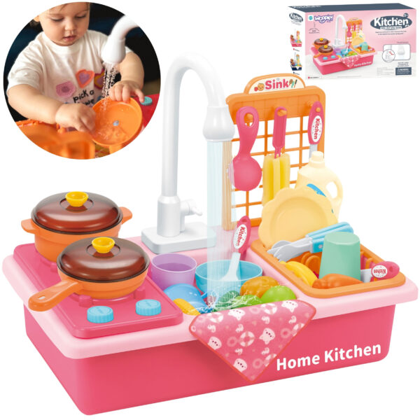 30012026697c588af0f4f.jpeg WOOPIE Zlewozmywak 2w1 Kuchnia dla Dzieci Różowa