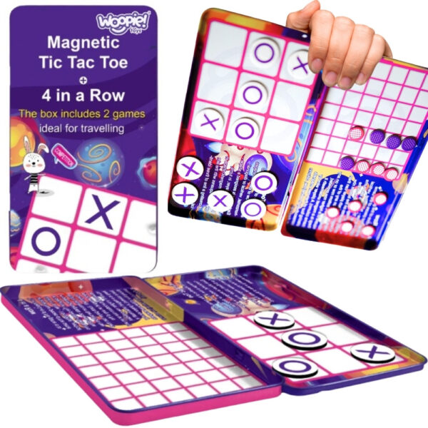 30012026697c5f5783198.jpeg WOOPIE IQ Gra Strategiczna Magnetyczna 2w1 Kółko I Krzyżyk + Gra 4 w Lini MINI