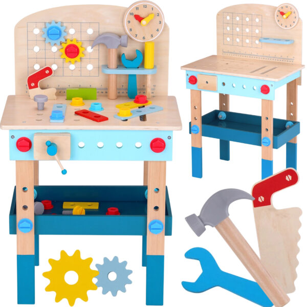 30012026697c61fcd026e.jpeg TOOKY TOY Drewniany Stół Do Majsterkowania Warsztat