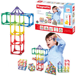 30012026697c63364f7fb.jpeg WOOPIE Klocki Magnetyczne Konstrukcyjne 3D Zestaw Edukacyjny Tor Kulkowy Kulodrom 113 el.