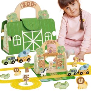TOOKY TOY Układanka Klocki dla Dzieci Zwierzęta Dopasuj Nauka Kształtów Kolorów + Plansze