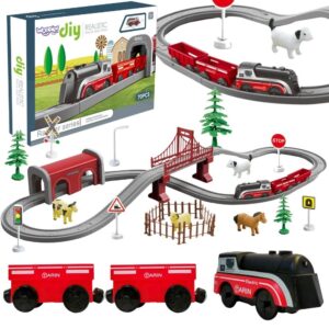 TOOKY TOY Drewniana Kolejka Kosmiczna Zestaw Tory