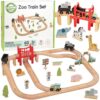 30012026697c647bc1557.jpeg WOOPIE GREEN Drewniana Kolejka ZOO Zestaw XL Pociąg na Magnes Tor 60 el. FSC