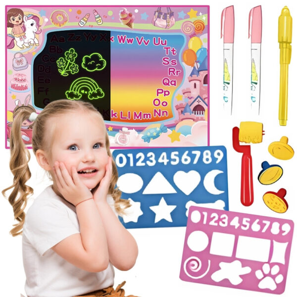 WOOPIE Mata Wodna do Malowania 2w1 XXL 100x70cm Świeci w Ciemności