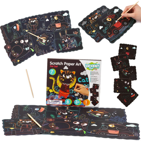 30012026697c6535c9b8c.jpeg WOOPIE ART&FUN Zestaw Kreatywny Wydrapywanki dla Dzieci 7 el.