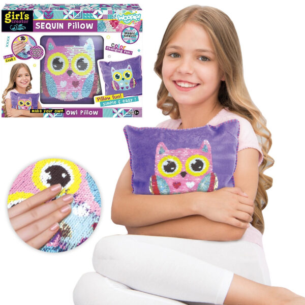 30012026697c654193bee.jpeg WOOPIE ART&FUN Zestaw Kreatywny Poduszka do Ozdobienia Sówka