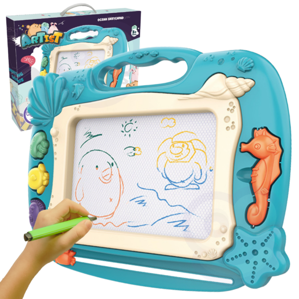 30012026697c661fdd20c.png WOOPIE Znikopis Tablica Magnetyczna Kolorowa Stempelki Motyw Oceanu Zielony