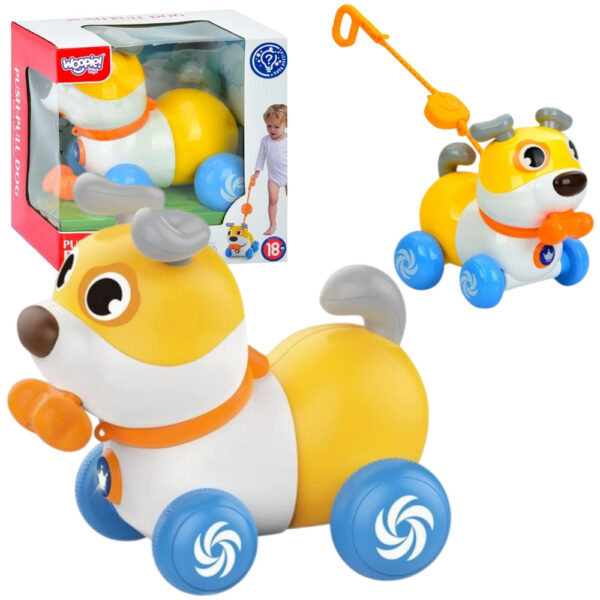 30012026697c68be40d4a.jpeg WOOPIE Interaktywny Piesek 2w1 Pchacz Szczekający 360° 6m+