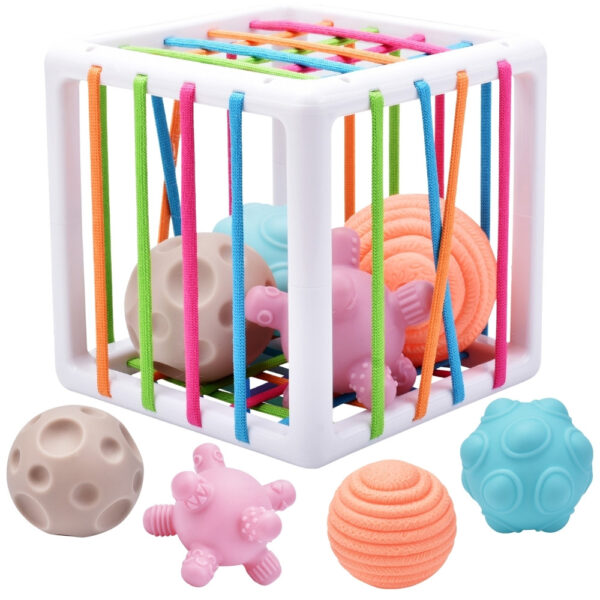 30012026697c6a9760c69.jpeg WOOPIE BABY Elastyczna Kostka Sensoryczna Sorter dla Dzieci Zwariowane Kształty 5 el.