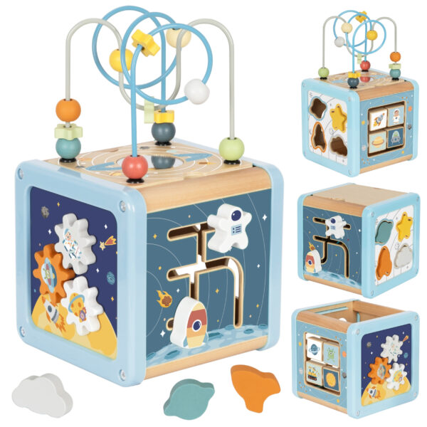 30012026697c6aaa4c92a.jpeg TOOKY TOY Drewniana Kostka Aktywności Kosmos Sorter Labirynt