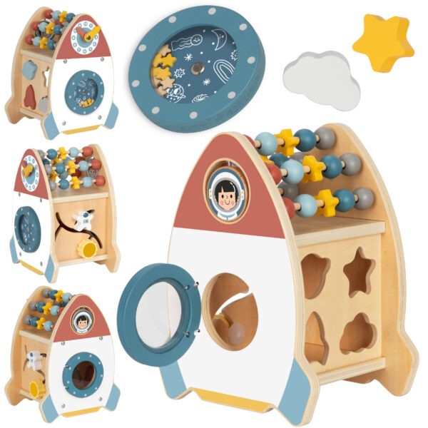 30012026697c6ad04b377.jpeg TOOKY TOY Kosmiczna Rakieta Aktywności Sorter Labirynt Drewniany