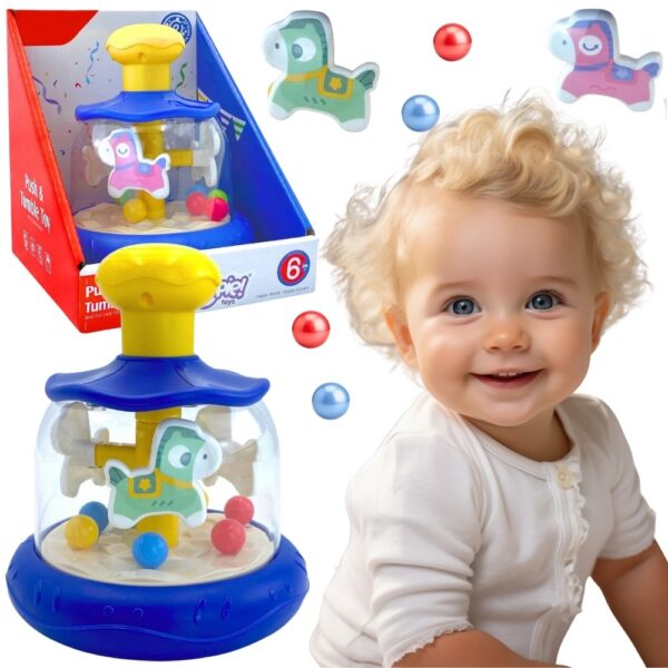 30012026697c6c0447f80.jpeg WOOPIE BABY Kolorowe Koniki Niebieski Bączek Karuzela z Kulkami