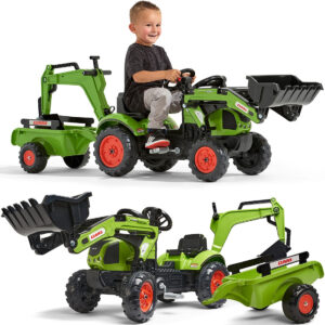 FALK Traktor Valtra Bordowy na Pedały z Przyczepką i Łyżką od 3 Lat