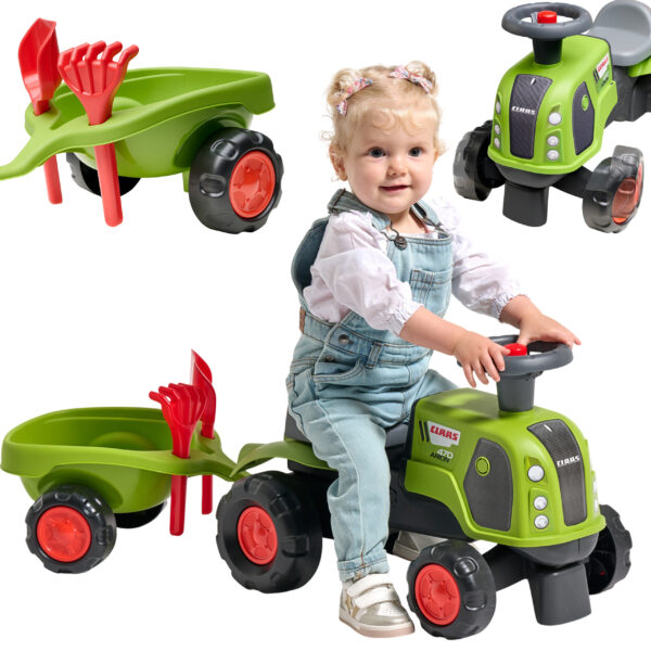 30012026697c6e2ebde99.jpeg FALK Jeździk Claas 470 Arion Zielony z Przyczepką + Zestaw do piasku