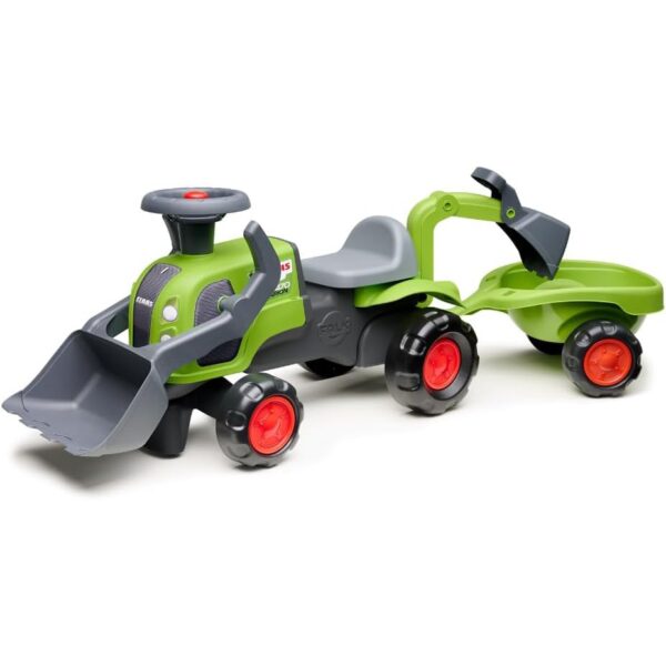 30012026697c6fd338522.jpeg FALK Traktorek Jeździk Baby Claas z Koparką Łyżką i Przyczepą