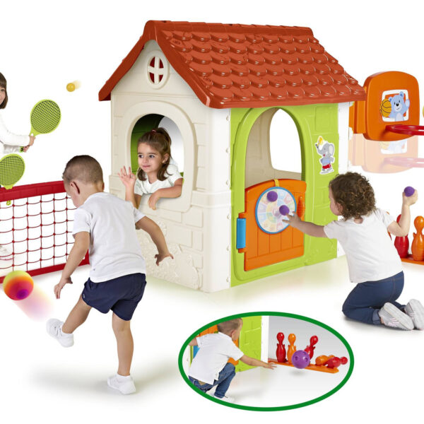 30012026697c70833c688.jpeg FEBER Dom Aktywności Wielofunkcyjny Domek 6 w 1 z Dołączonymi Grami
