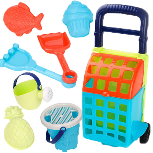 30012026697c7307c8e0f.jpeg WOOPIE Zestaw do Piasku z Wózkiem 9 el.
