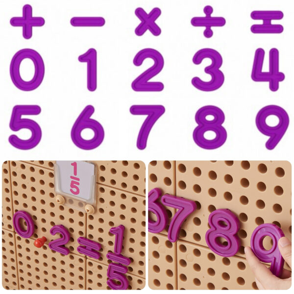 30012026697c7693232f6.jpeg MASTERKIDZ Zestaw Cyferek i Znaków do Nauki Liczenia i Matematyki do Paneli Ściennych STEM 82 el.