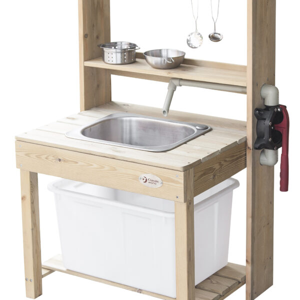 CLASSIC WORLD EDU Duży Drewniany Zlew Kuchnia Prawdziwa Woda