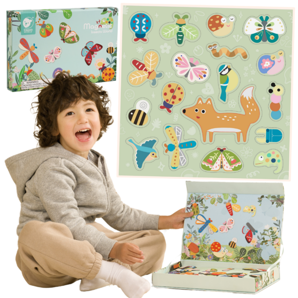 30012026697c7bfecdde9.png CLASSIC WORLD Układanka Magnetyczna Zwierzęta Tablica Klocki Puzzle Pamięć 66 el.