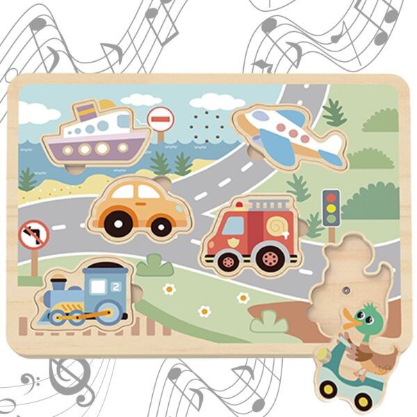 30012026697c7cde0970d.jpeg TOOKY TOY Drewniane Interaktywne Puzzle Pojazdy