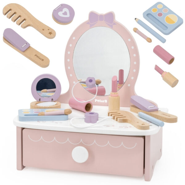 30012026697c8114897a4.jpeg Viga Drewniana Toaletka z Akcesoriami Kącik Małej Księżniczki