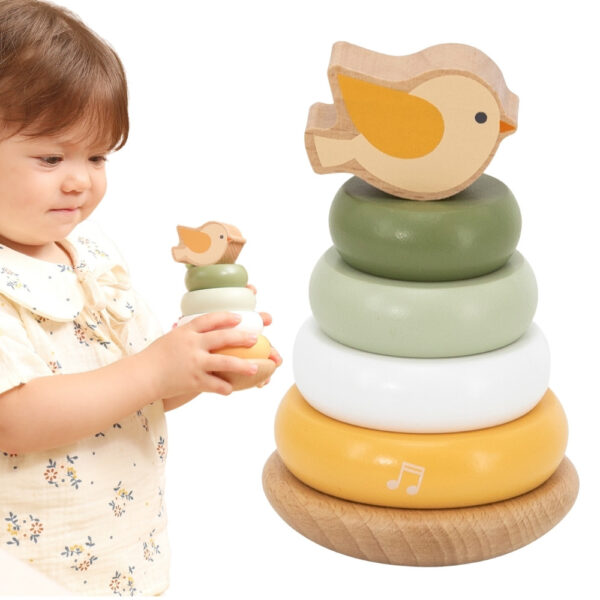 VIGA PolarB Drewniana Piramidka Edukacyjna - Ptaszek