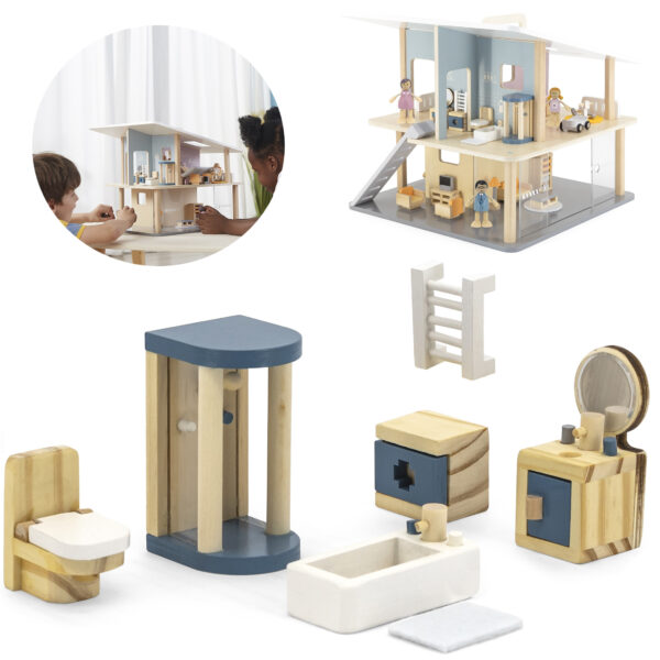 30012026697c8208698ac.jpeg VIGA PolarB Zestaw Mebelków do Domku dla Lalek Łazienka